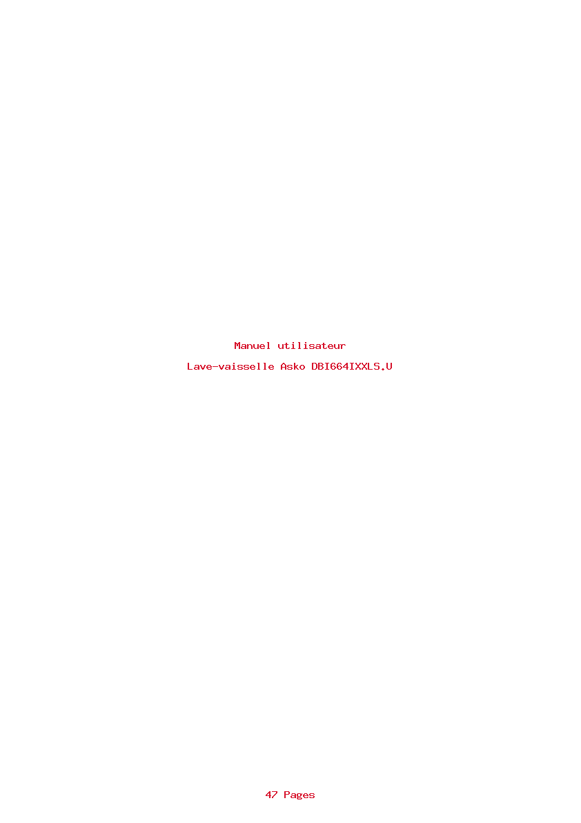 Page 1 de la notice Manuel utilisateur Asko DBI664IXXLS.U