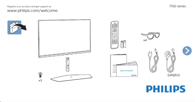 Page n°1 - Guide de démarrage rapide Philips 55PUK7150