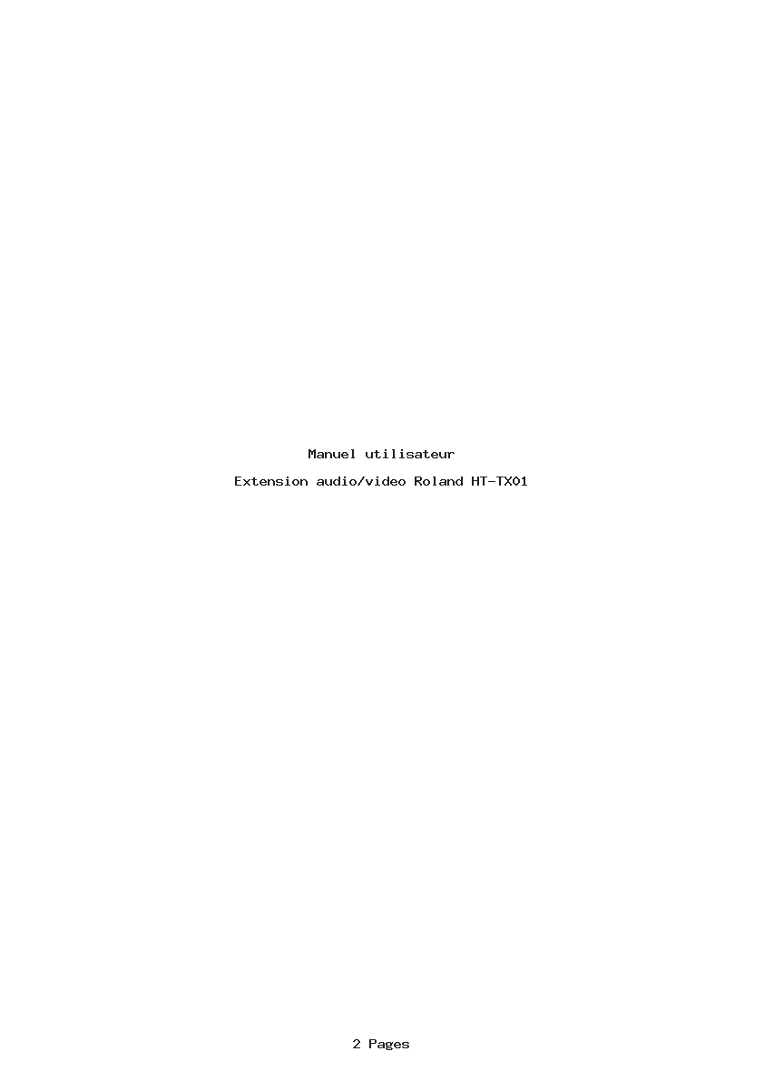 Page 1 de la notice Manuel utilisateur Roland HT-TX01