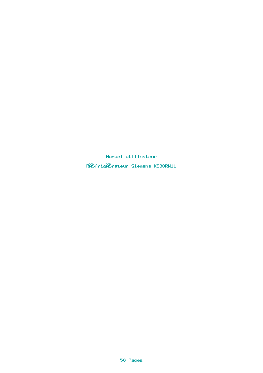 Page 1 de la notice Manuel utilisateur Siemens KS30RN11