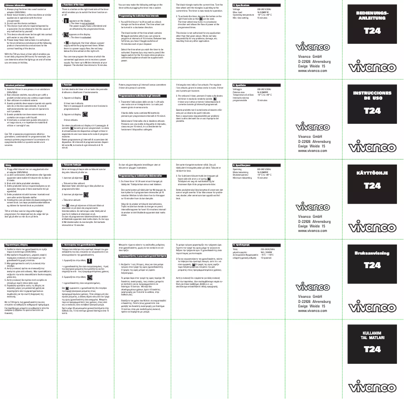 Page 1 de la notice Manuel utilisateur Vivanco T24