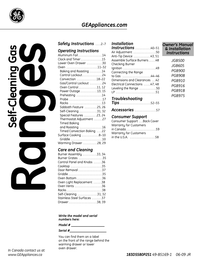 Page 1 de la notice Guide d'installation GE Profile PGB918DEMBB