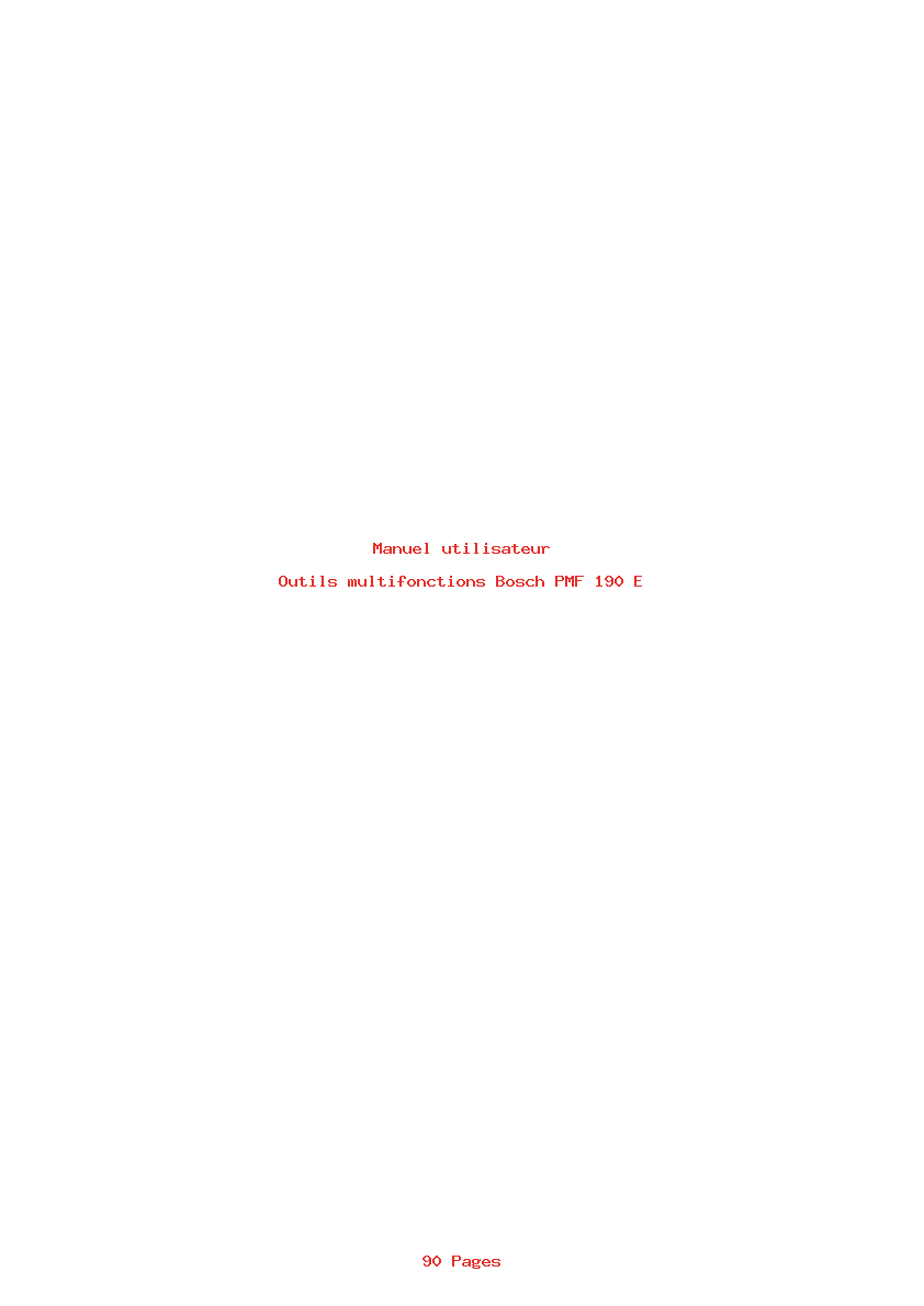 Page 1 de la notice Manuel utilisateur Bosch PMF 190 E