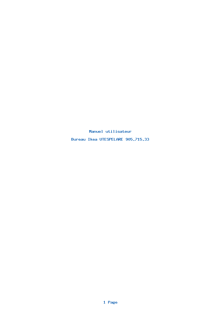 Page 1 de la notice Manuel utilisateur Ikea UTESPELARE 905.715.33