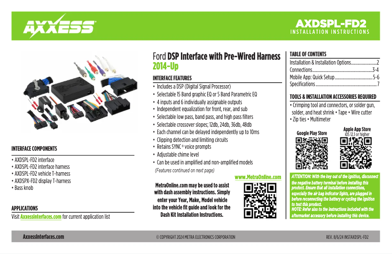 Page 1 de la notice Manuel utilisateur AXESS AXDSPL-FD2