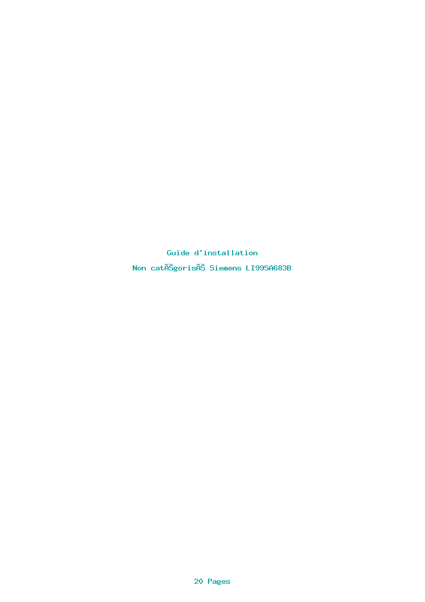 Page 1 de la notice Guide d'installation Siemens LI99SA683B