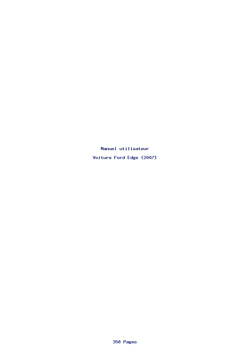 Page 1 de la notice Manuel utilisateur Ford Edge (2007)