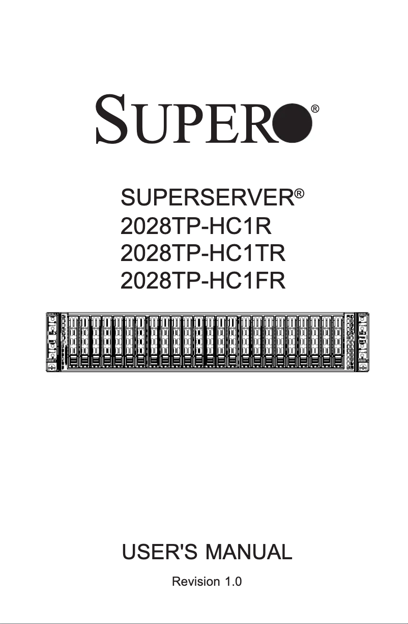 Page 1 de la notice Manuel utilisateur Supermicro SuperServer 2028TP-HC1TR