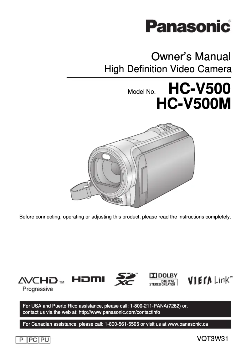 Página 1 del manual Manual de usuario Panasonic HC-V500M