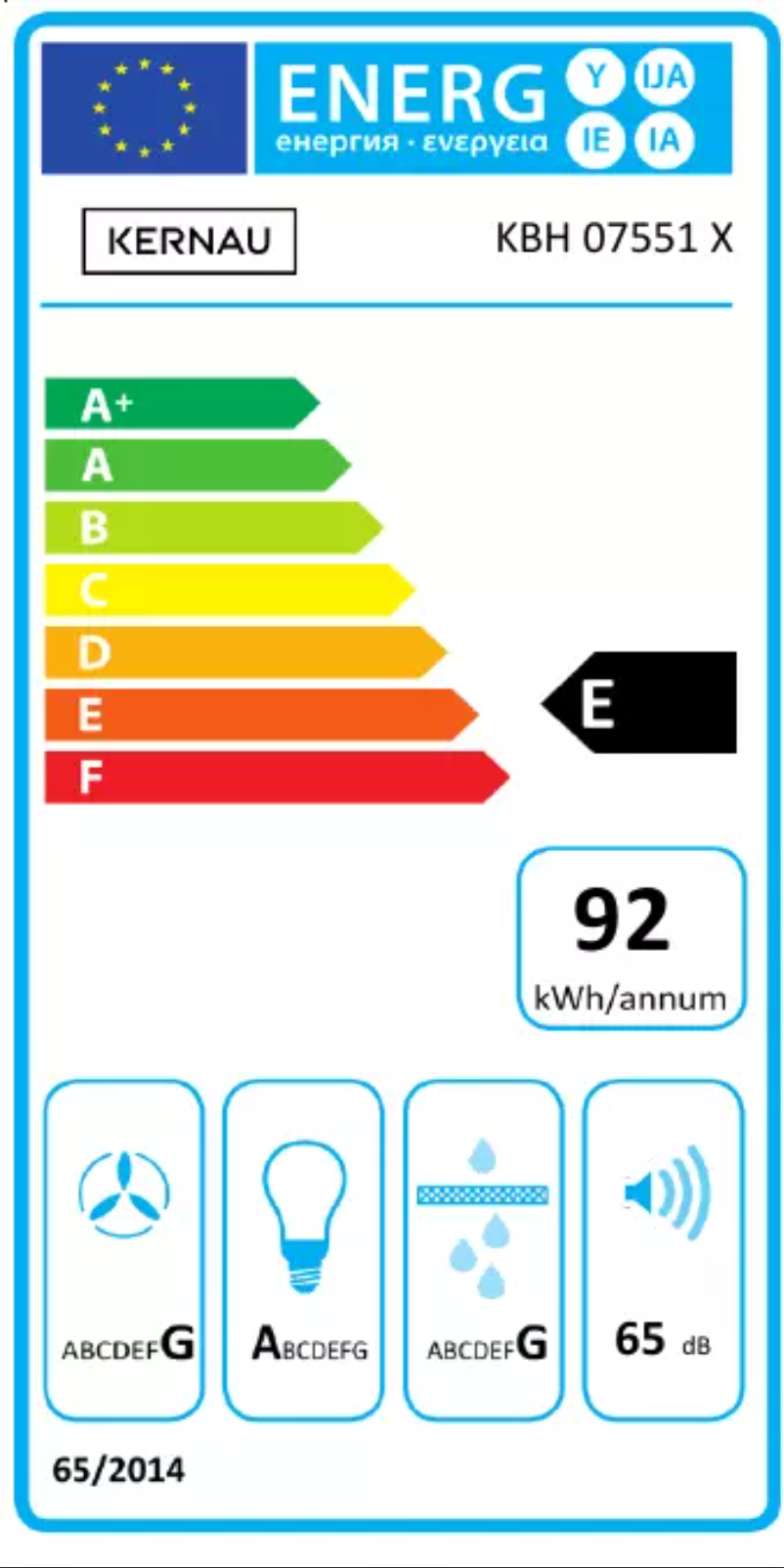 Page 1 de la notice Label énergétique Kernau KBH 07551 X