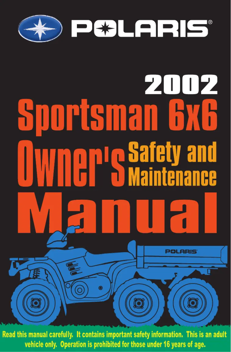 Page 1 de la notice Manuel utilisateur Polaris Sportsman 6x6 (2002)