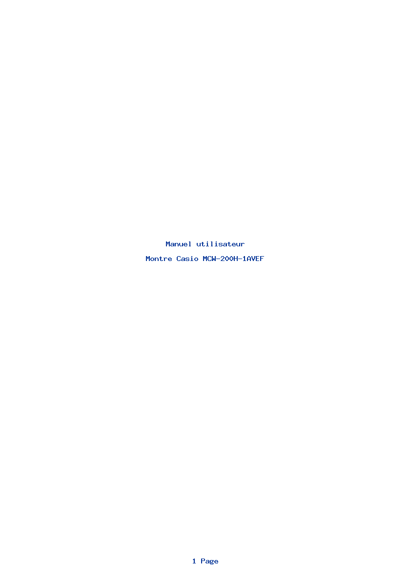 Page 1 de la notice Manuel utilisateur Casio MCW-200H-1AVEF