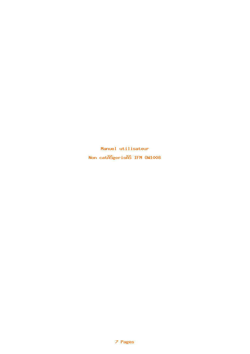 Page 1 de la notice Manuel utilisateur IFM OW1008