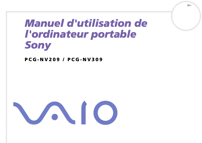 Page 1 de la notice Manuel utilisateur Sony Vaio PCG-NV309