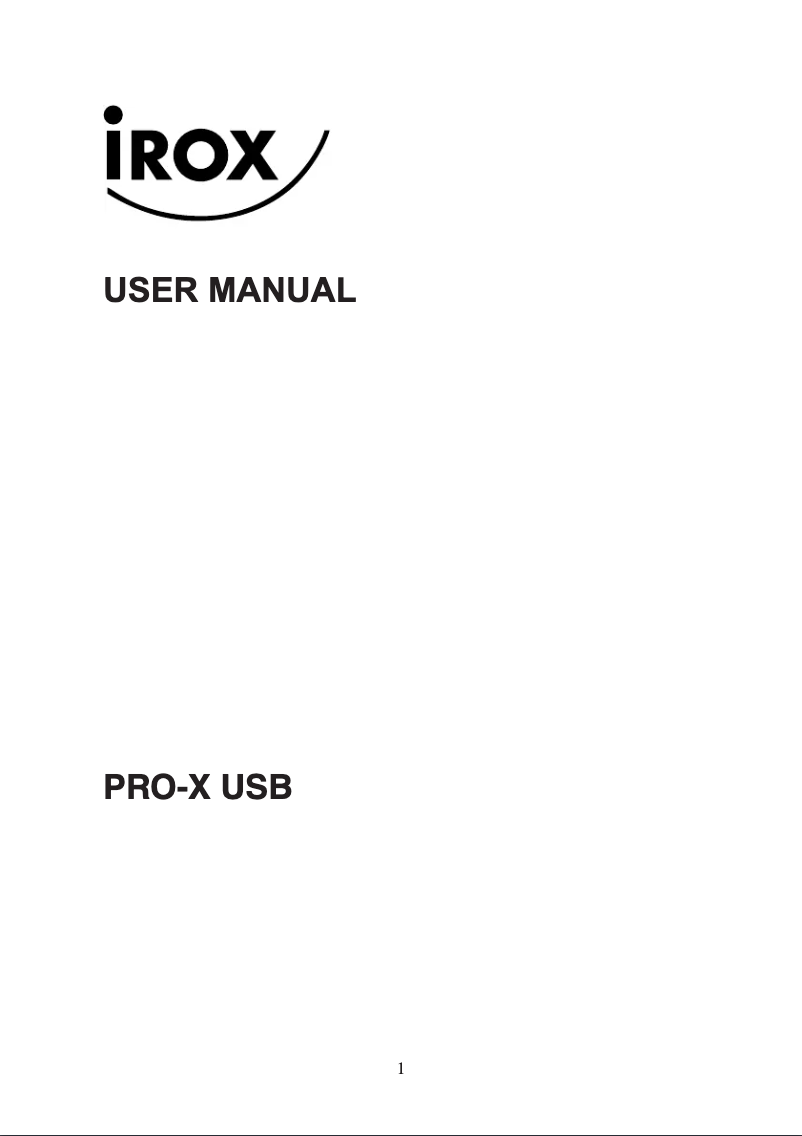 Page 1 de la notice Manuel utilisateur Irox PRO-X USB