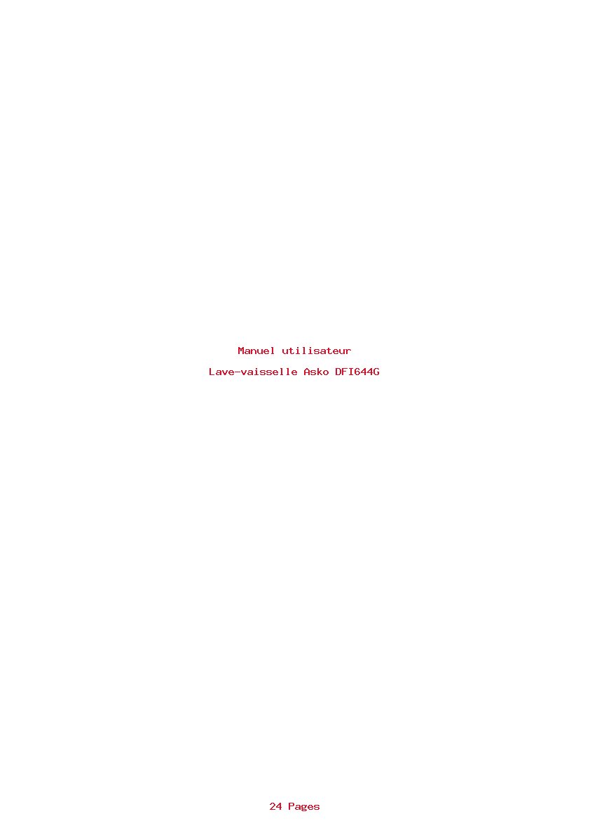 Page 1 de la notice Manuel utilisateur Asko DFI644G