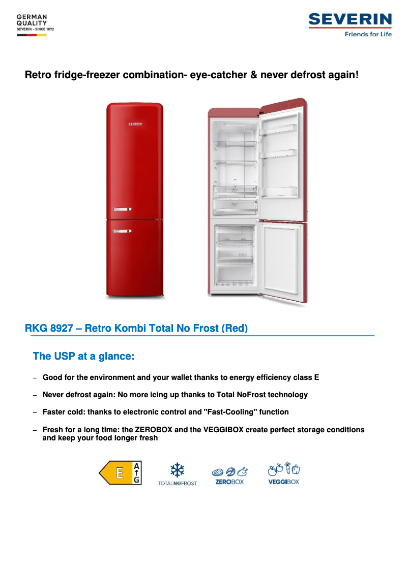 Page 1 of the manual Technical Sheet Severin RKG 8927