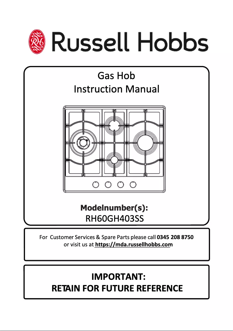 Page 1 de la notice Manuel utilisateur Russell Hobbs RH60GH403SS