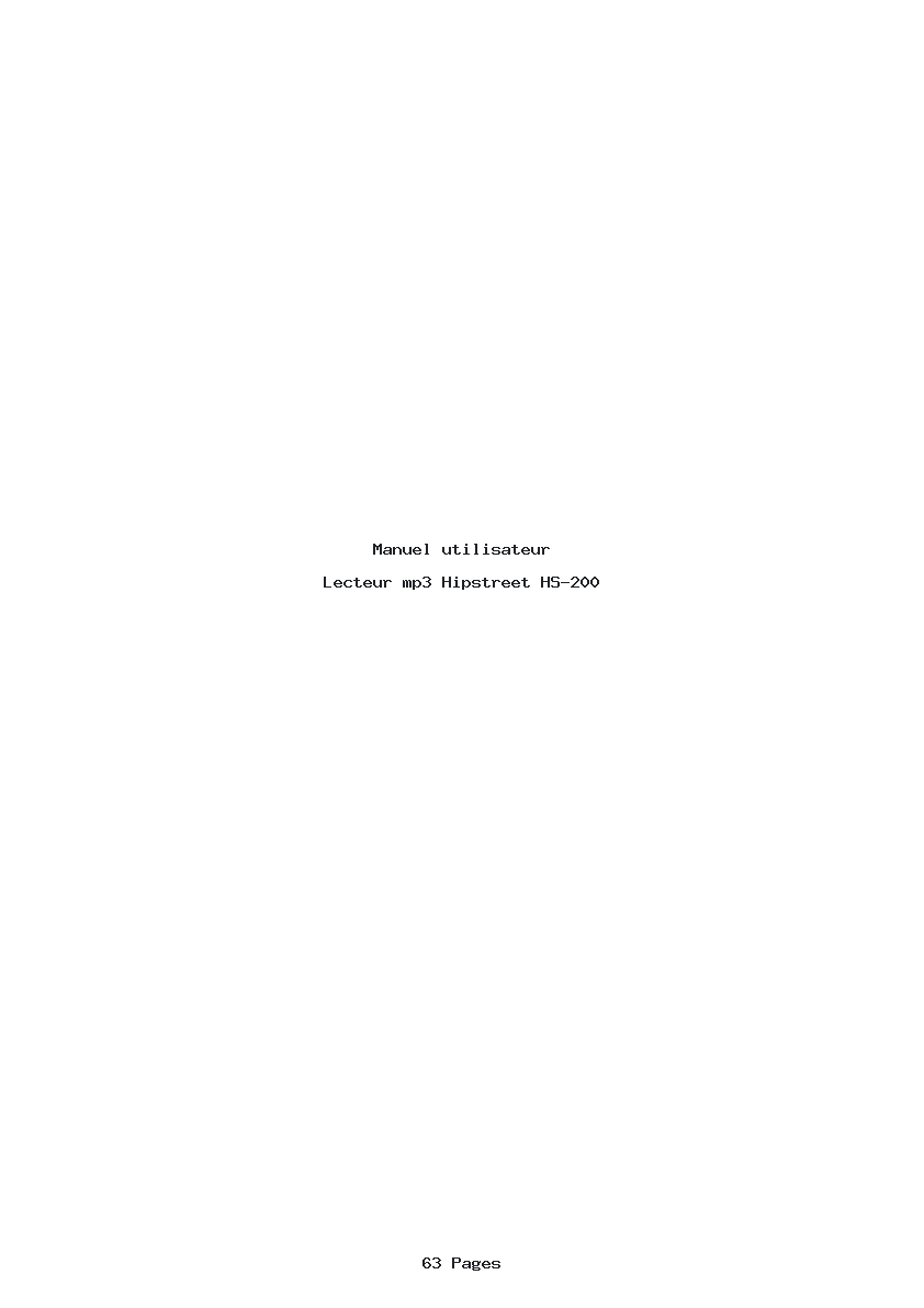 Page 1 de la notice Manuel utilisateur Hipstreet HS-200