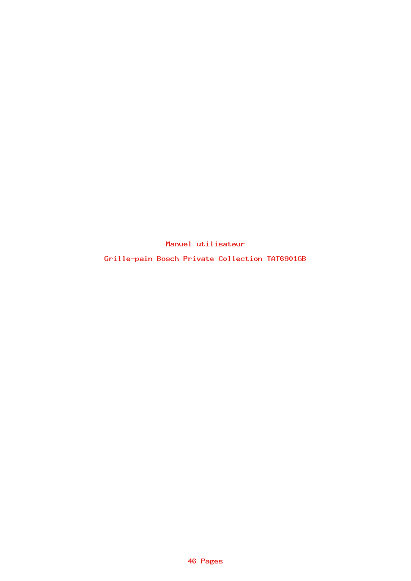 Page 1 de la notice Manuel utilisateur Bosch Private Collection TAT6901GB