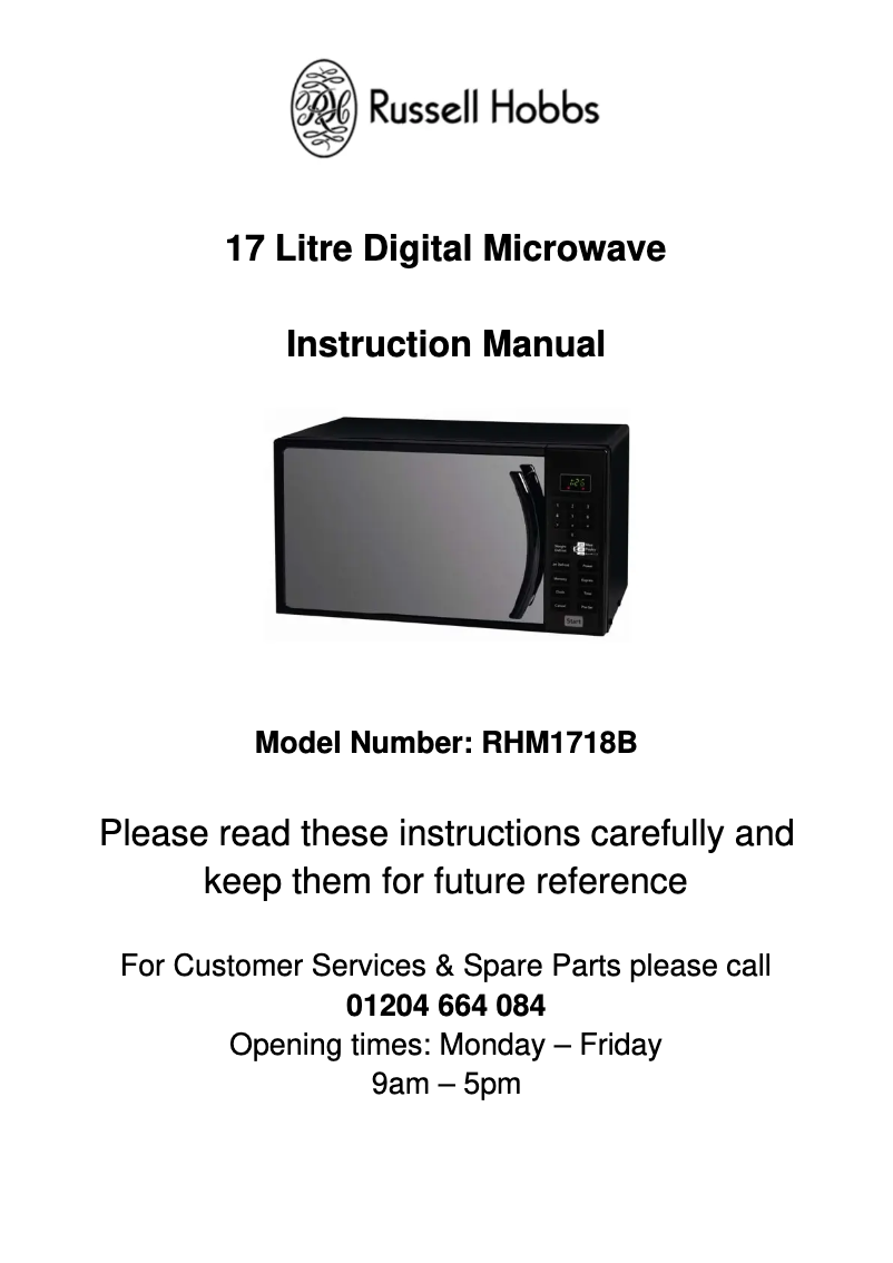 Page 1 de la notice Manuel utilisateur Russell Hobbs RHM1718B