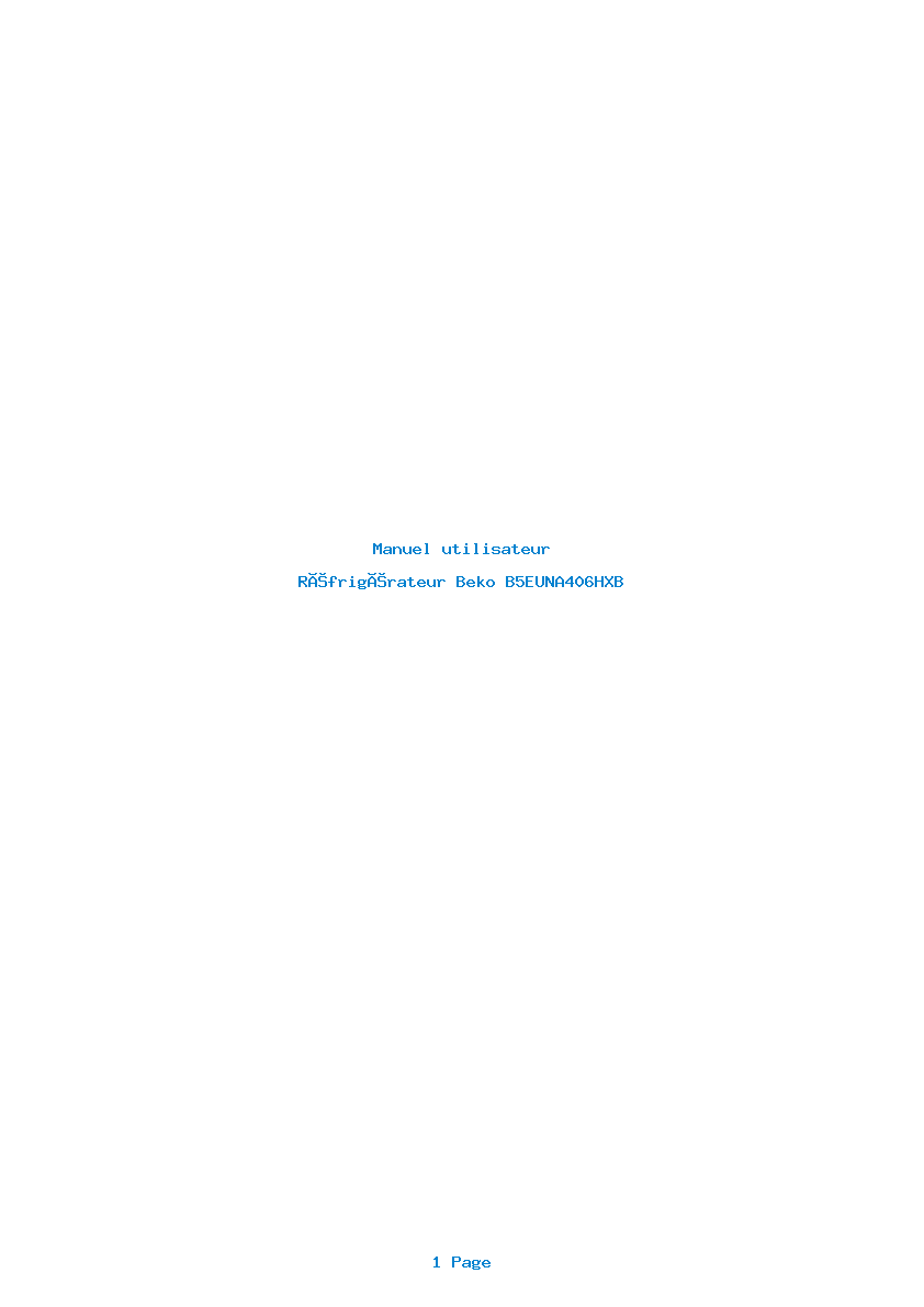 Page 1 de la notice Manuel utilisateur Beko B5EUNA406HXB