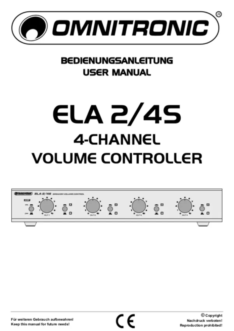 Page 1 de la notice Manuel utilisateur Omnitronic ELA 2/4S
