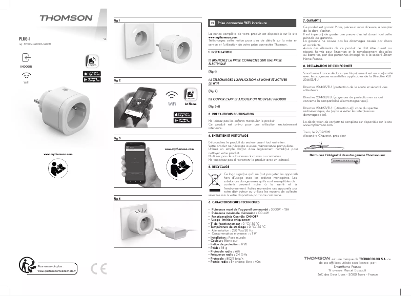 Page 1 de la notice Manuel utilisateur Thomson PLUG-I 520004