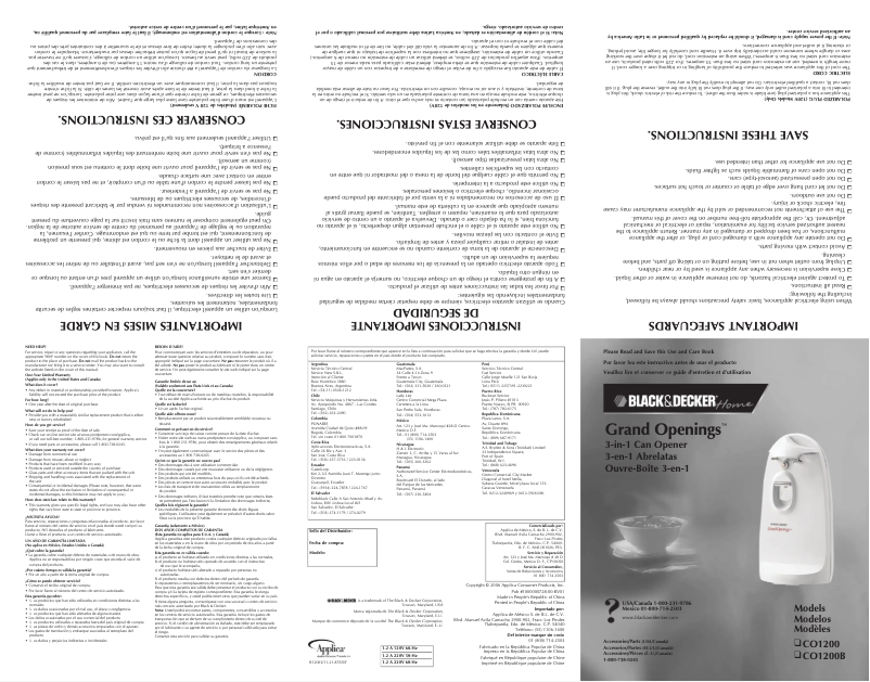 Page 1 de la notice Manuel utilisateur Black & Decker Grand Openings CO1200