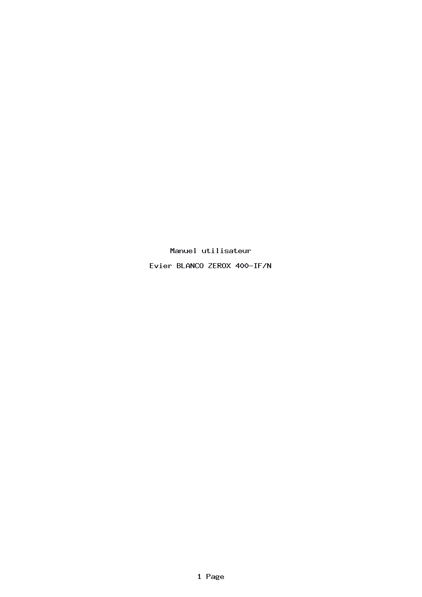 Page 1 de la notice Manuel utilisateur BLANCO ZEROX 400-IF/N