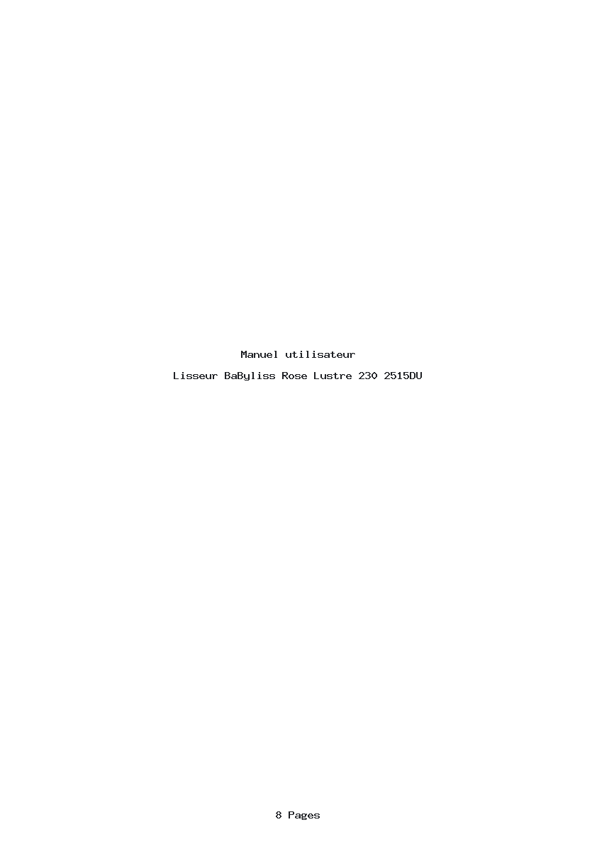 Page 1 de la notice Manuel utilisateur BaByliss Rose Lustre 230 2515DU