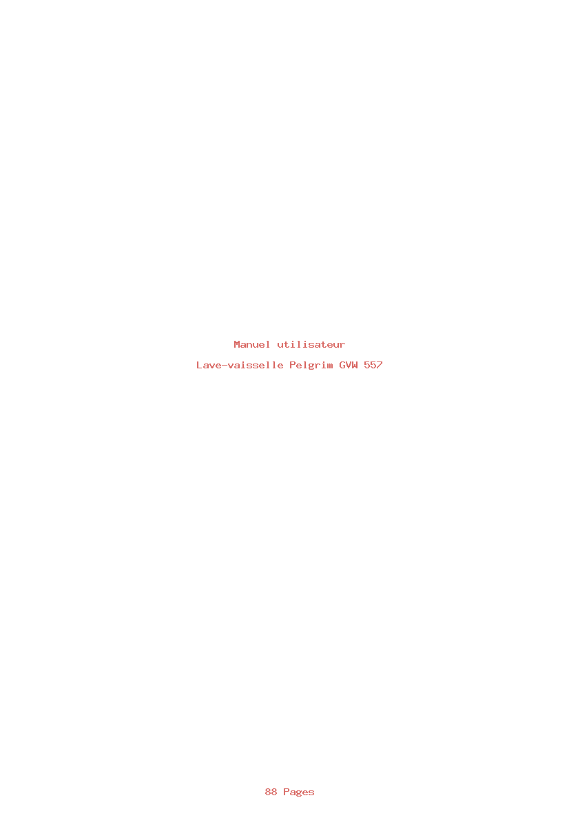 Page 1 de la notice Manuel utilisateur Pelgrim GVW 557