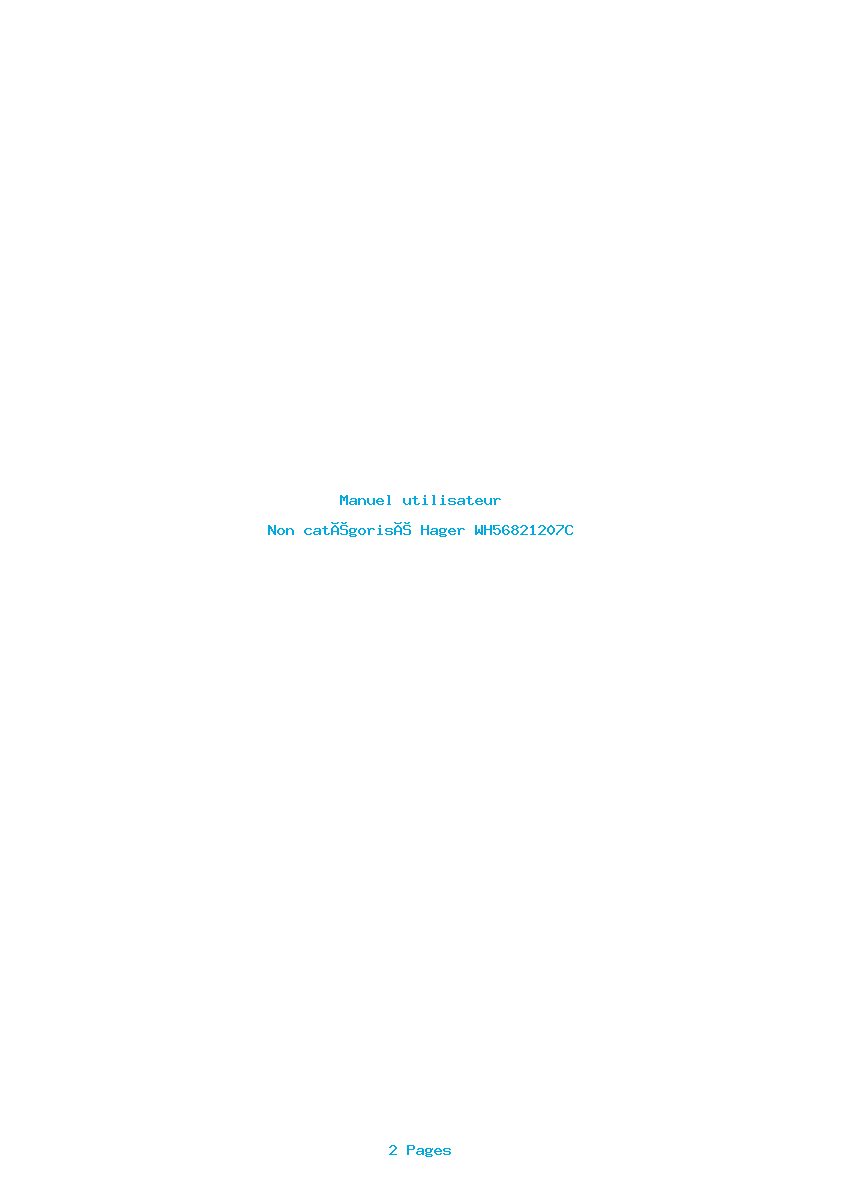 Page 1 de la notice Manuel utilisateur Hager WH56821207C