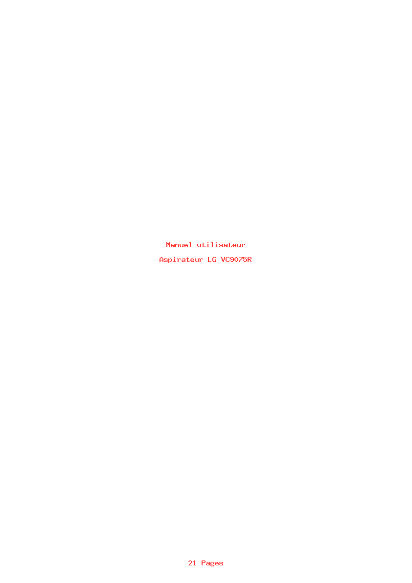 Page 1 de la notice Manuel utilisateur LG VC9075R