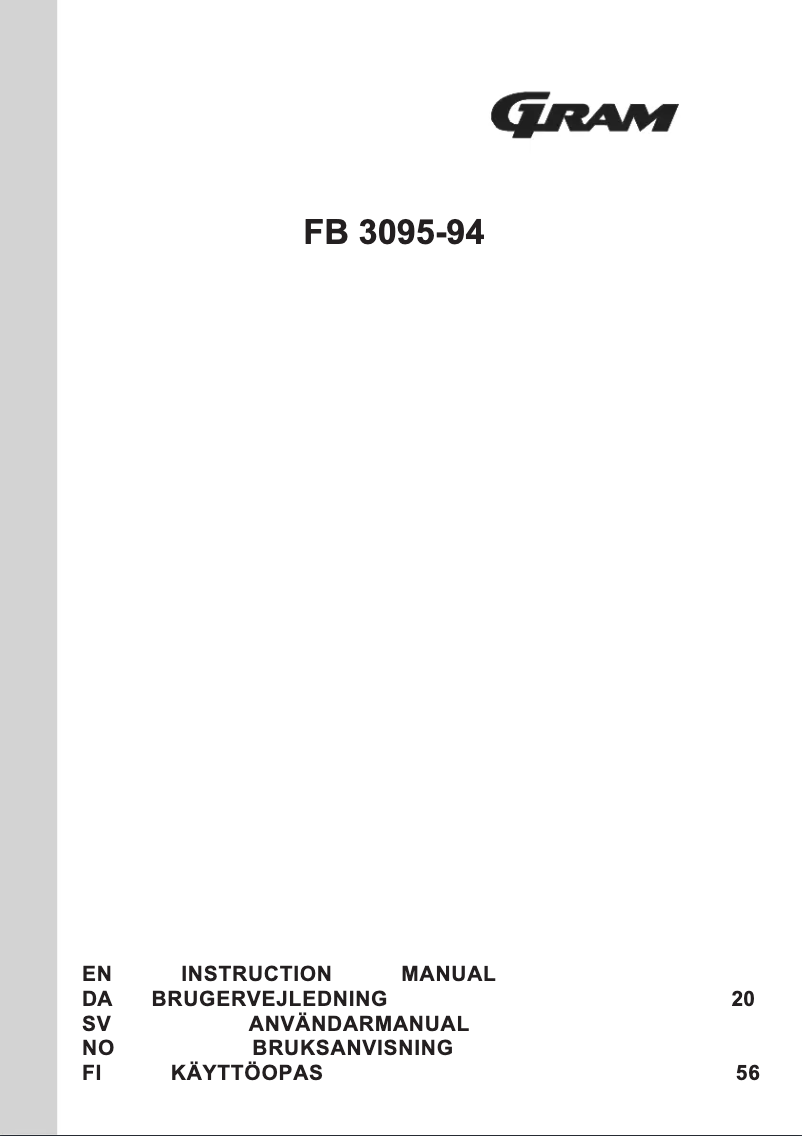 Page 1 de la notice Manuel utilisateur Gram FB 3095-94