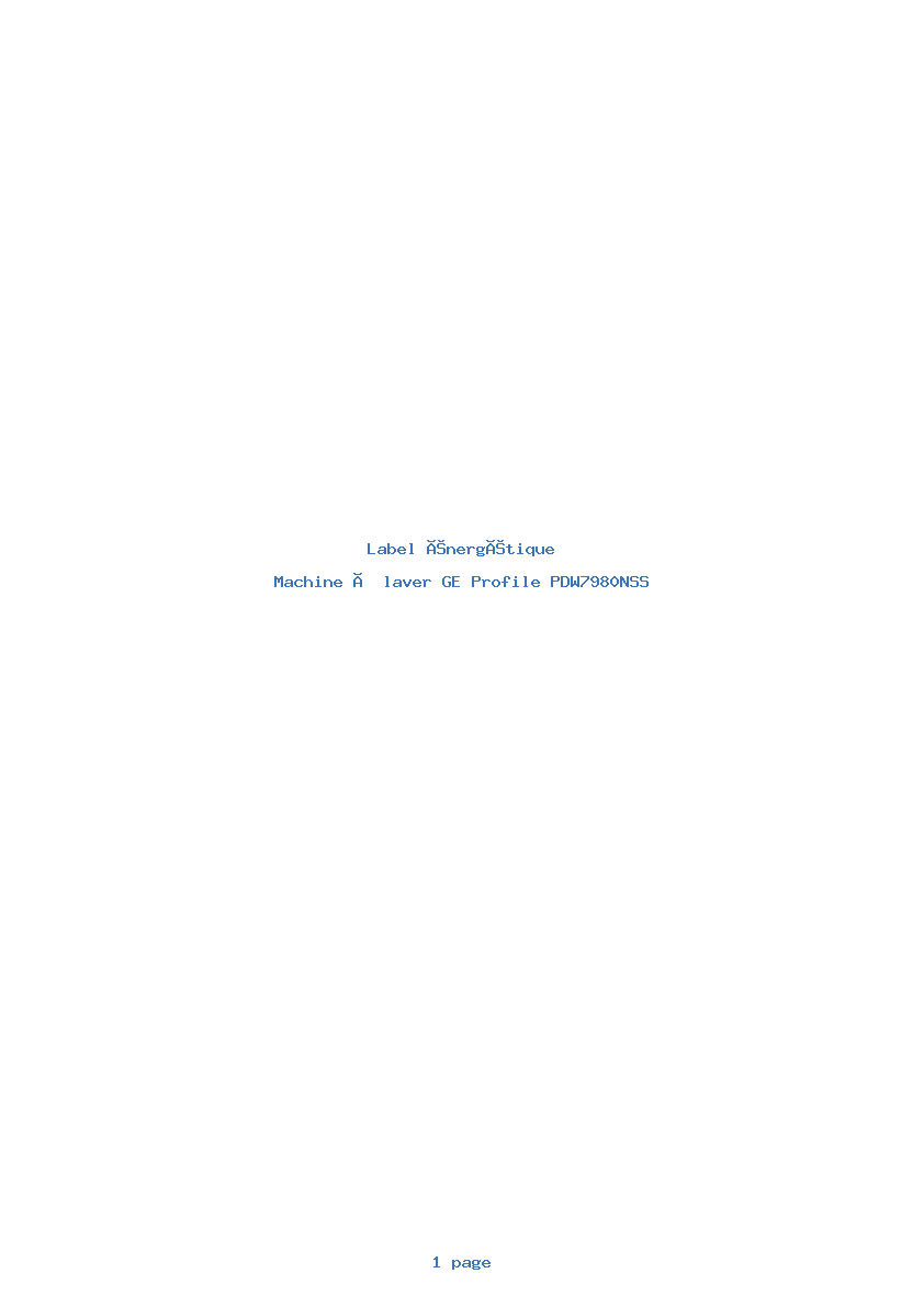 Page 1 de la notice Label énergétique GE Profile PDW7980NSS