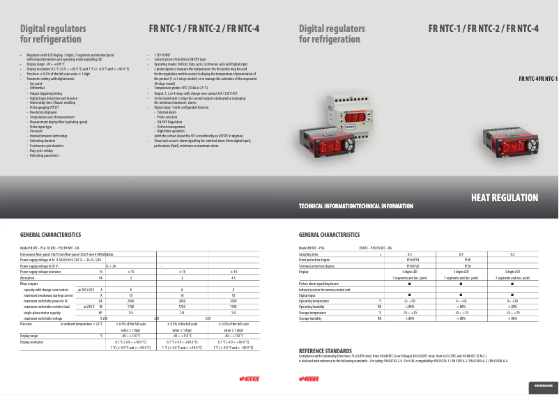 Page 1 de la notice Fiche technique Vemer FR NTC-1P3A