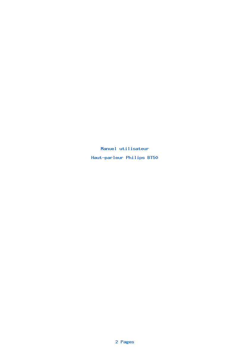 Page 1 de la notice Manuel utilisateur Philips BT50