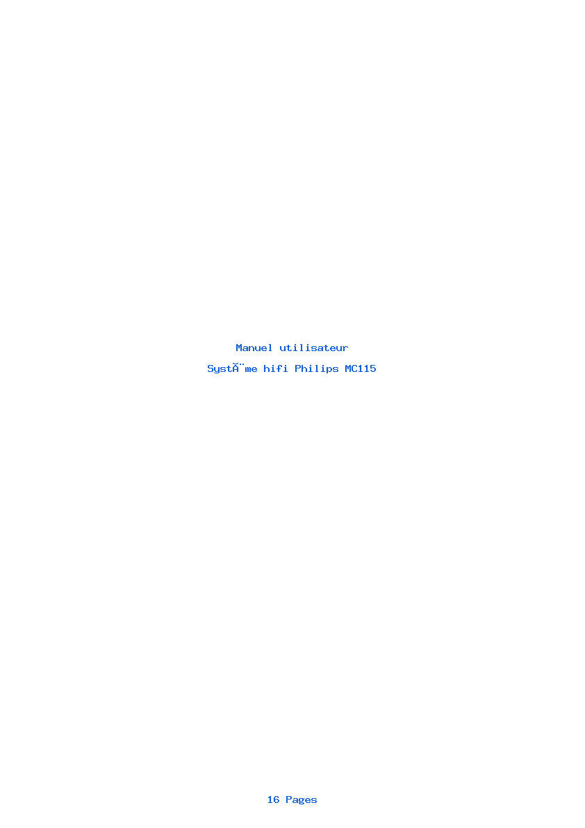 Page 1 de la notice Manuel utilisateur Philips MC115
