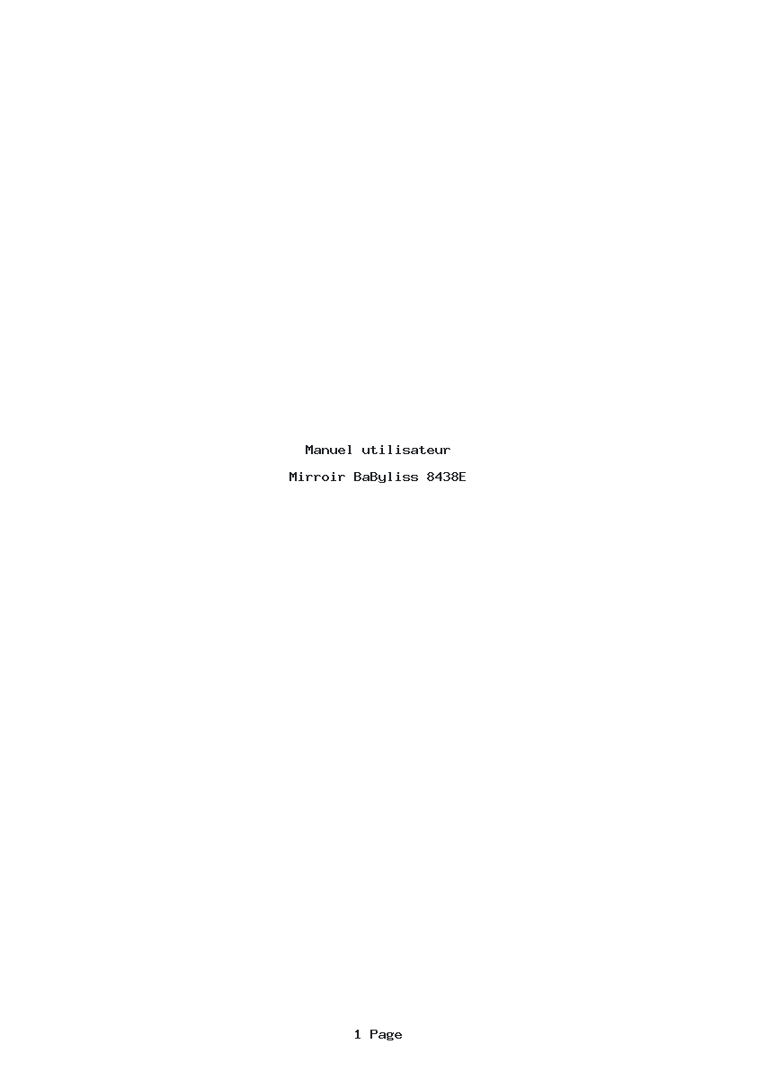 Page 1 de la notice Manuel utilisateur BaByliss 8438E