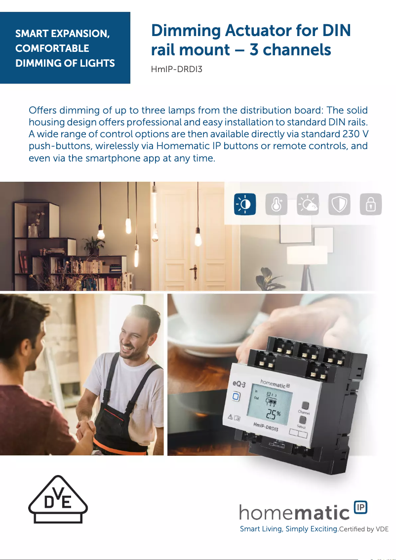 Page 1 de la notice Fiche technique Homematic IP HmIP-DRDI3