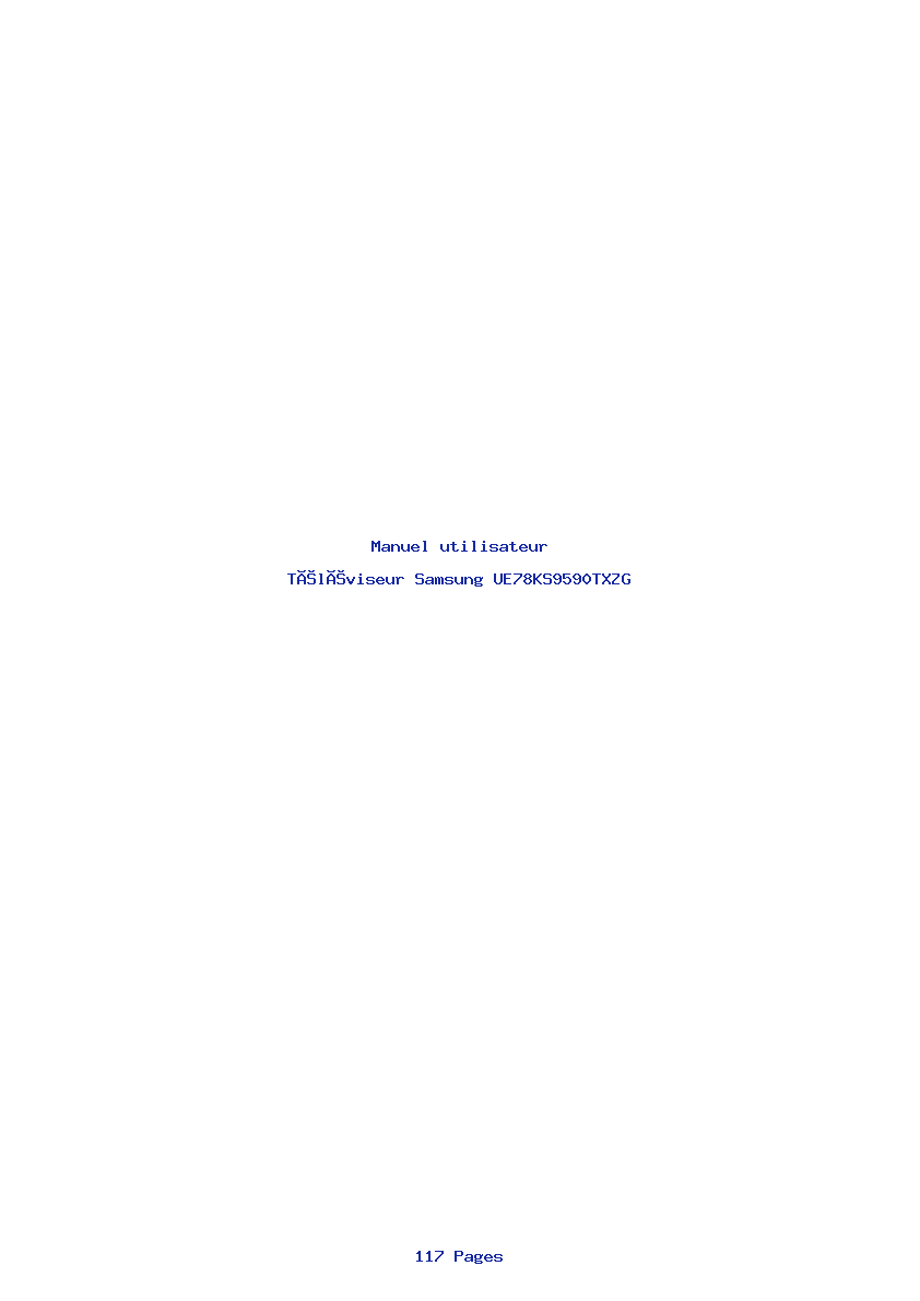 Page 1 de la notice Manuel utilisateur Samsung UE78KS9590TXZG