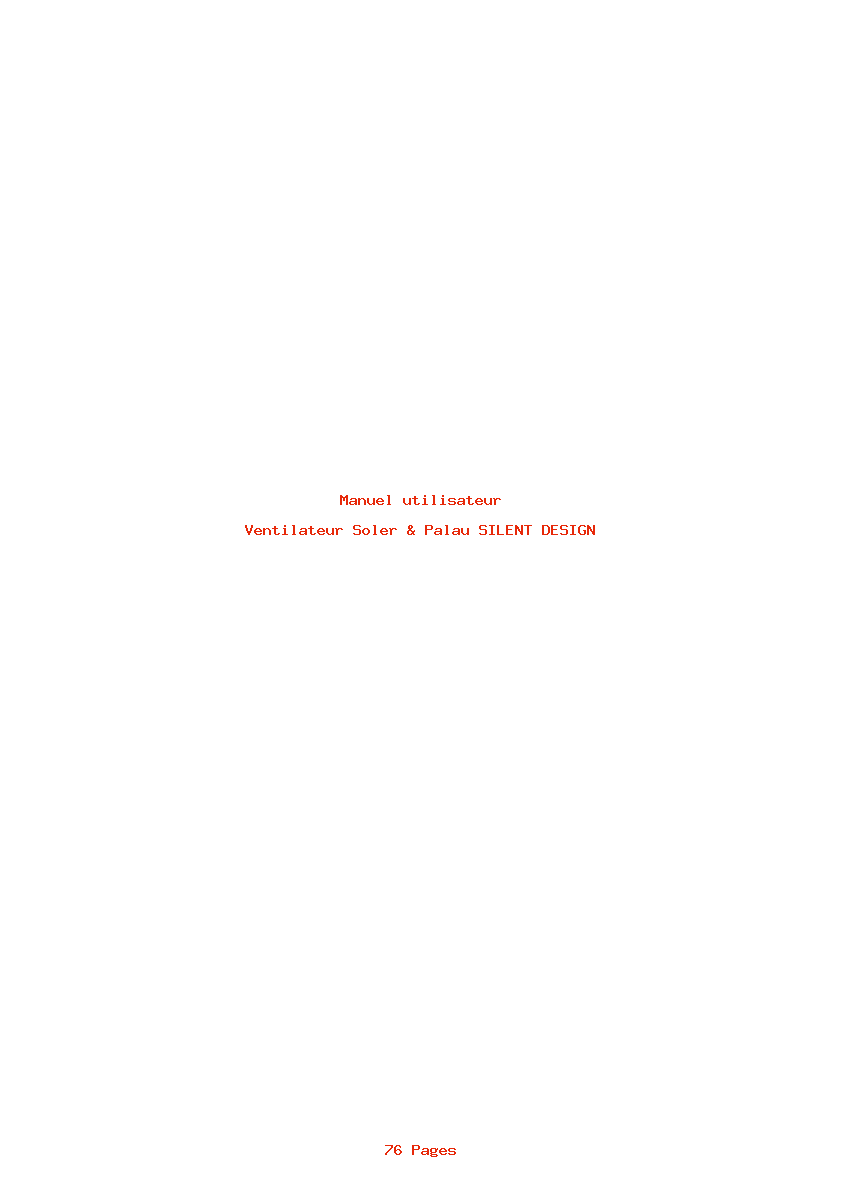 Page 1 de la notice Manuel utilisateur Soler & Palau SILENT DESIGN