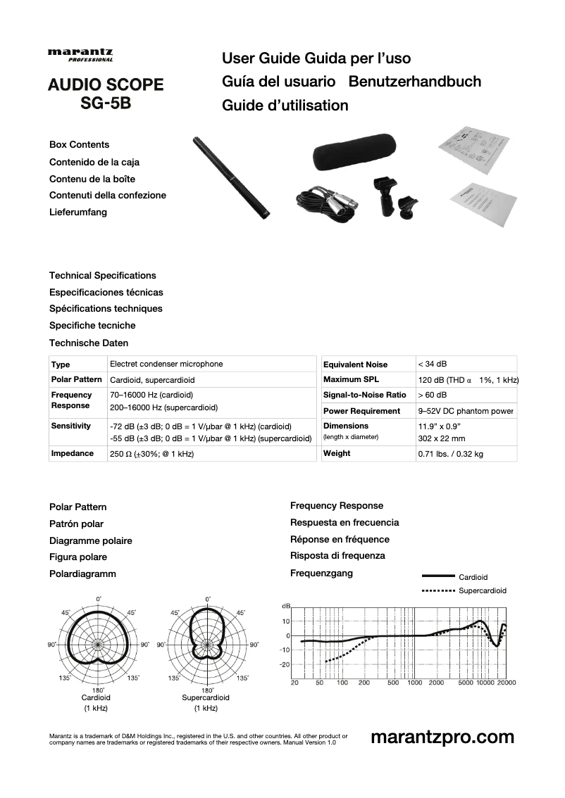 Page 1 de la notice Manuel utilisateur Marantz Audio Scope SG-5B