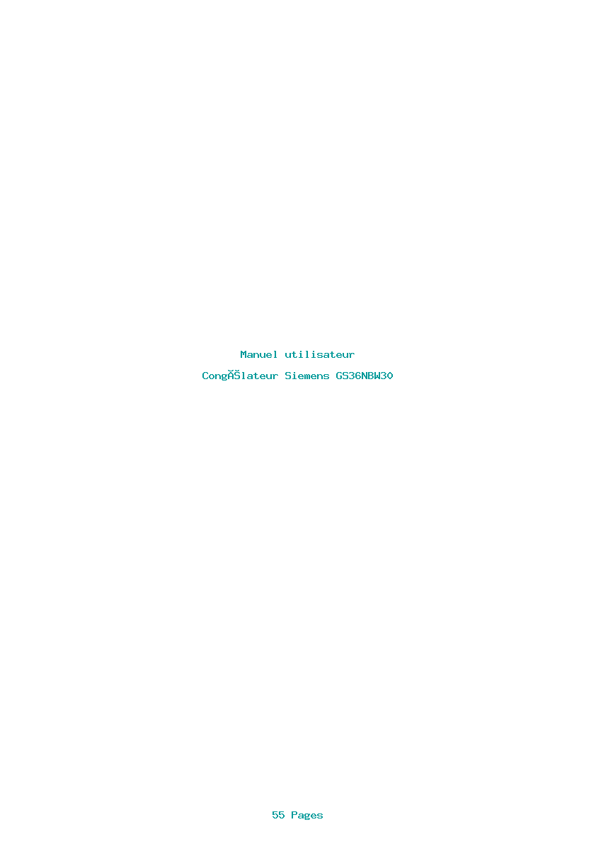 Page 1 de la notice Manuel utilisateur Siemens GS36NBW30