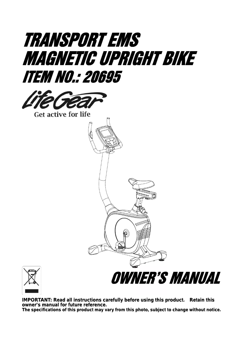 Página 1 del manual Manual de usuario Life Gear Transport 20695