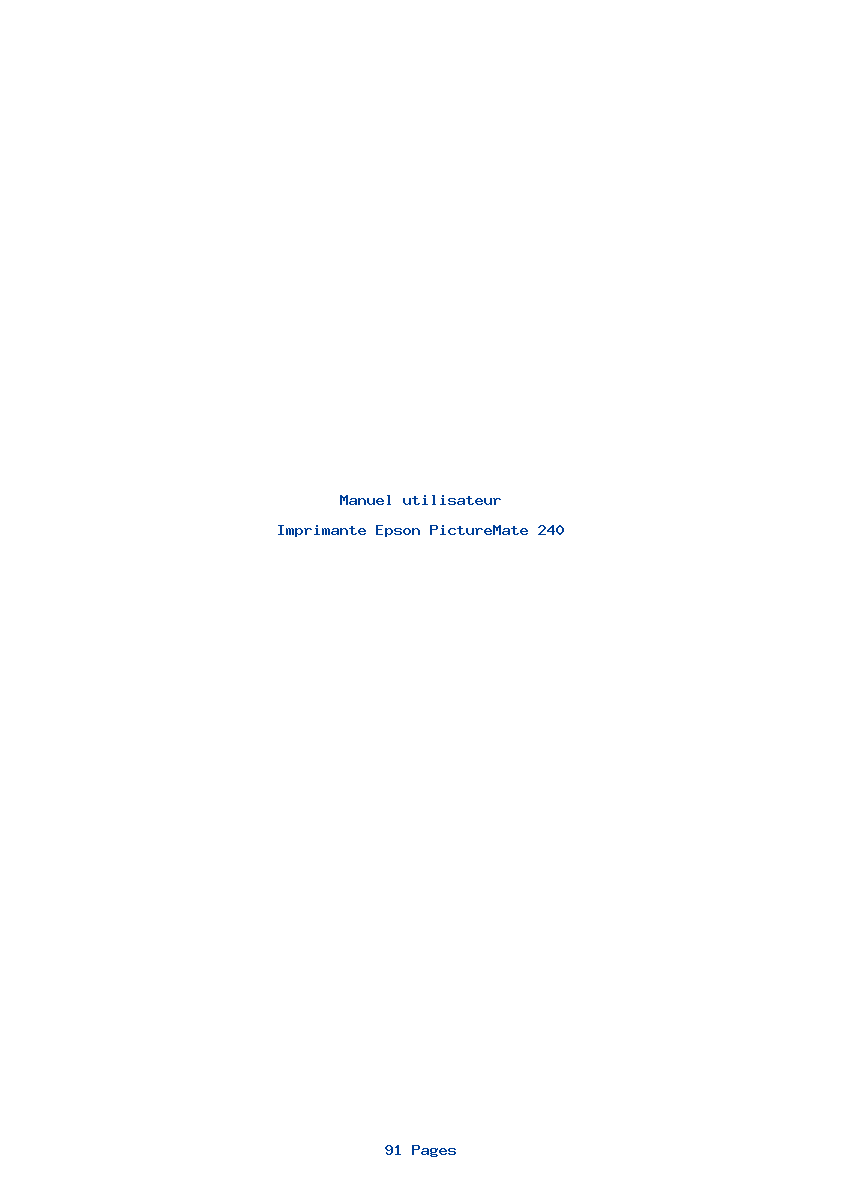 Page 1 de la notice Manuel utilisateur Epson PictureMate 240