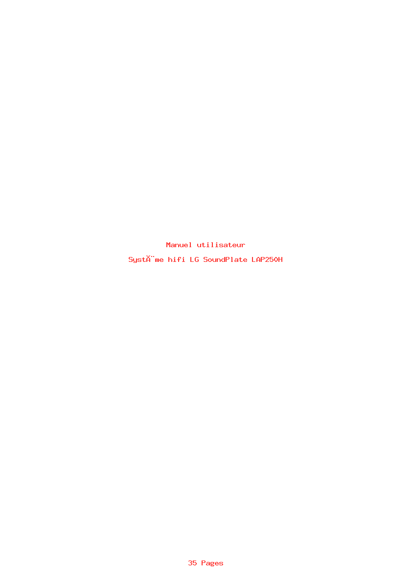 Page 1 de la notice Manuel utilisateur LG SoundPlate LAP250H