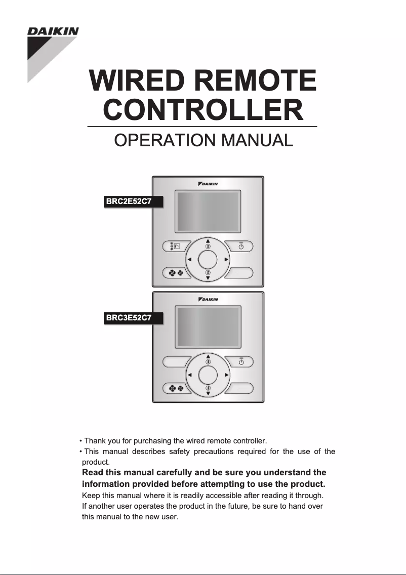Página 1 del manual Manual de usuario Daikin BRC3E52C7