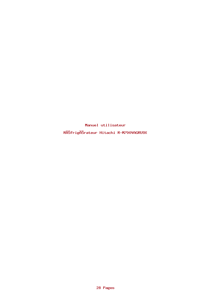 Page 1 de la notice Manuel utilisateur Hitachi R-M700VAGRU9X